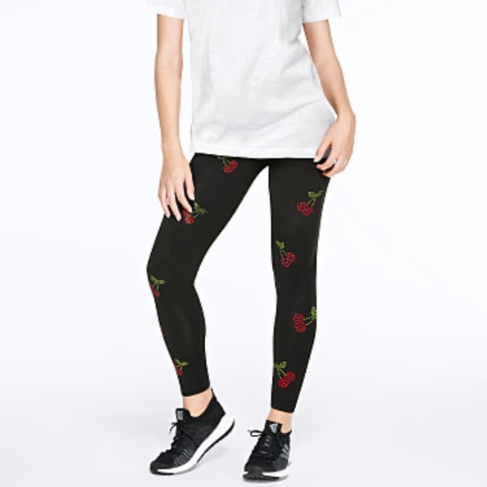 VS PINK BLING CHERRY COTTON LEGGINGS
